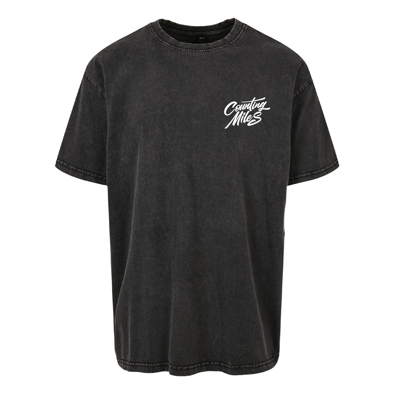 Premium Oversized Stone Wash Logo Tee - Stone Wash Black