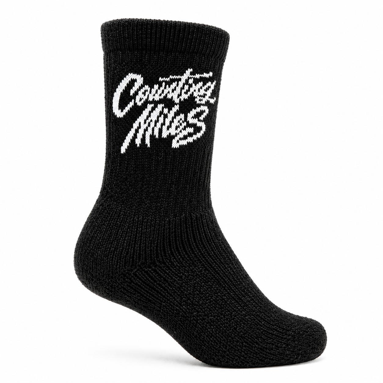 Counting Miles Crew Socks - Black