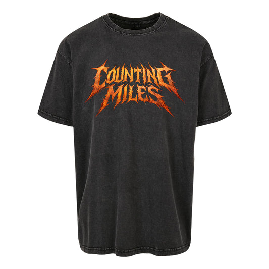 Fire Logo Stone Wash Oversized Tee