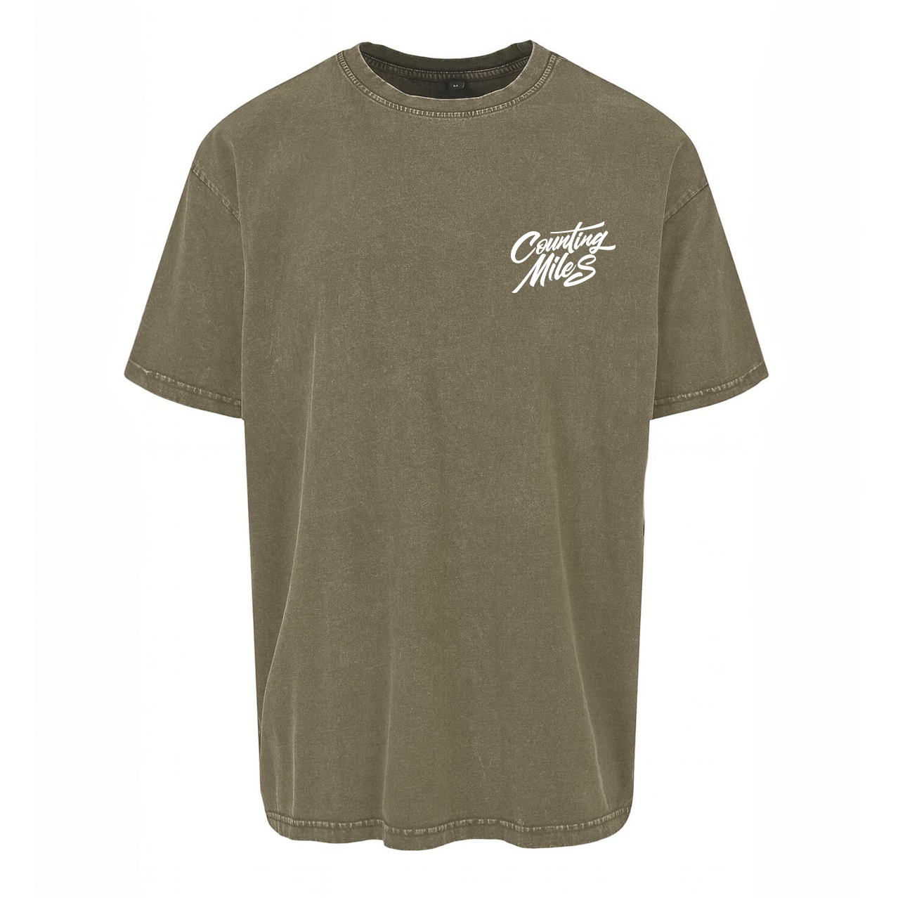 Premium Oversized Stone Wash Logo Tee - Khaki