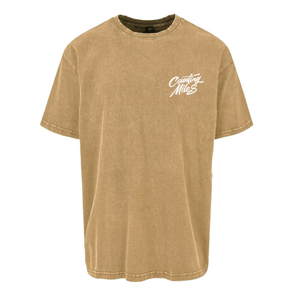 Premium Oversized Stone Wash Logo Tee - Muted Mustard